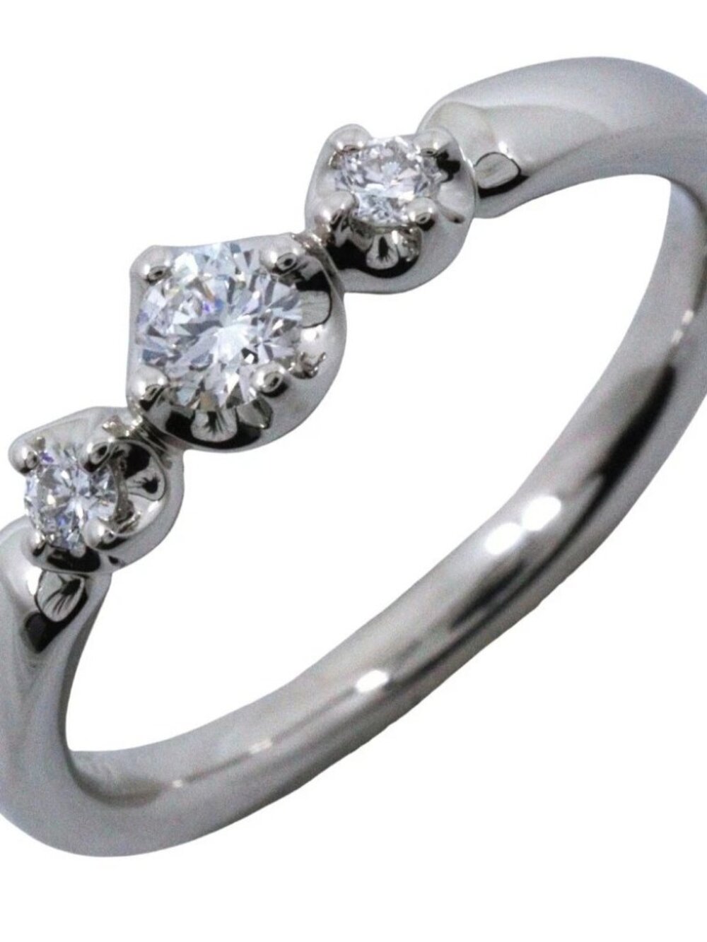 4℃ 3P Ring Pt950Platinum/diamond #4.3(US Size) 3.6g Women
